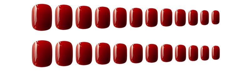 Nail art patch, burgundy solid color finished fake nails