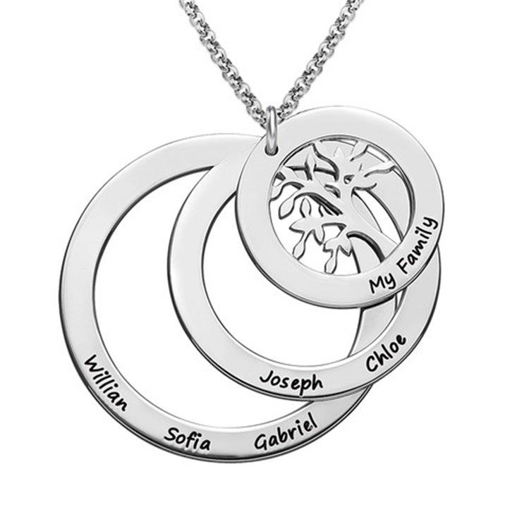 Necklace pendant letter circle