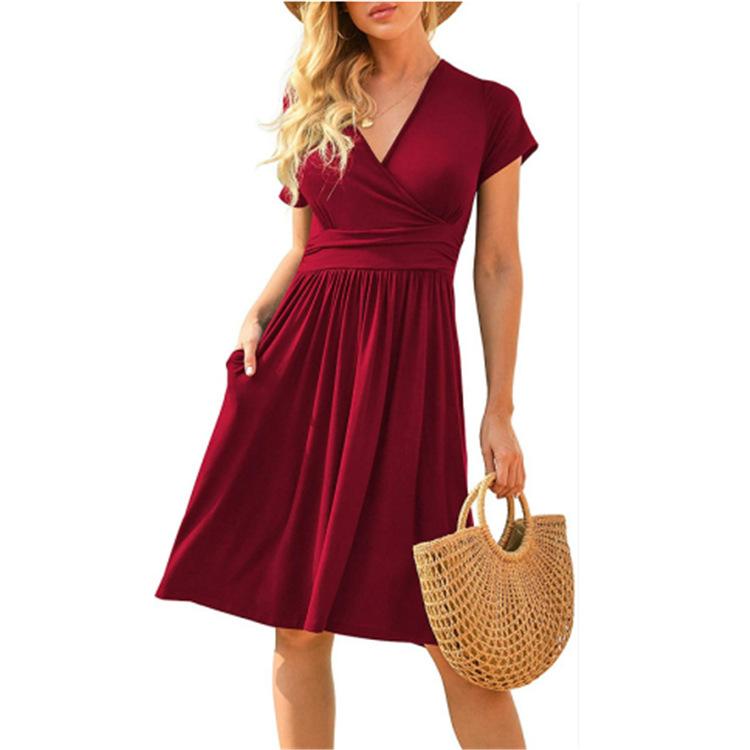 Printed short-sleeved pocket dress