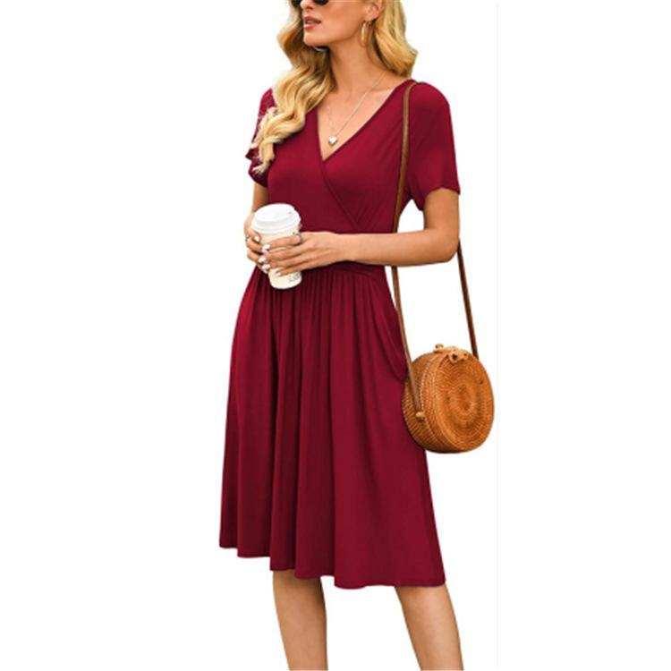 Printed short-sleeved pocket dress