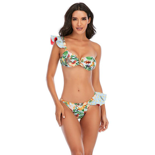 Printed bikini V-neck bikini